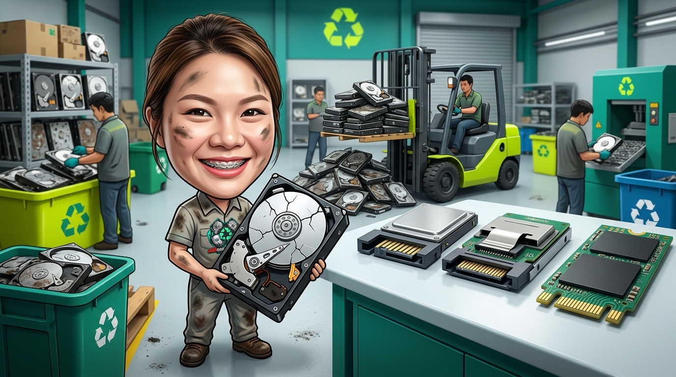 ภาพเปรียบเทียบขั้วต่อฮาร์ดดิสก์แบบ SATA, SAS และการ์ด M.2 แสดงรายละเอียดพินและลักษณะทางกายภาพ