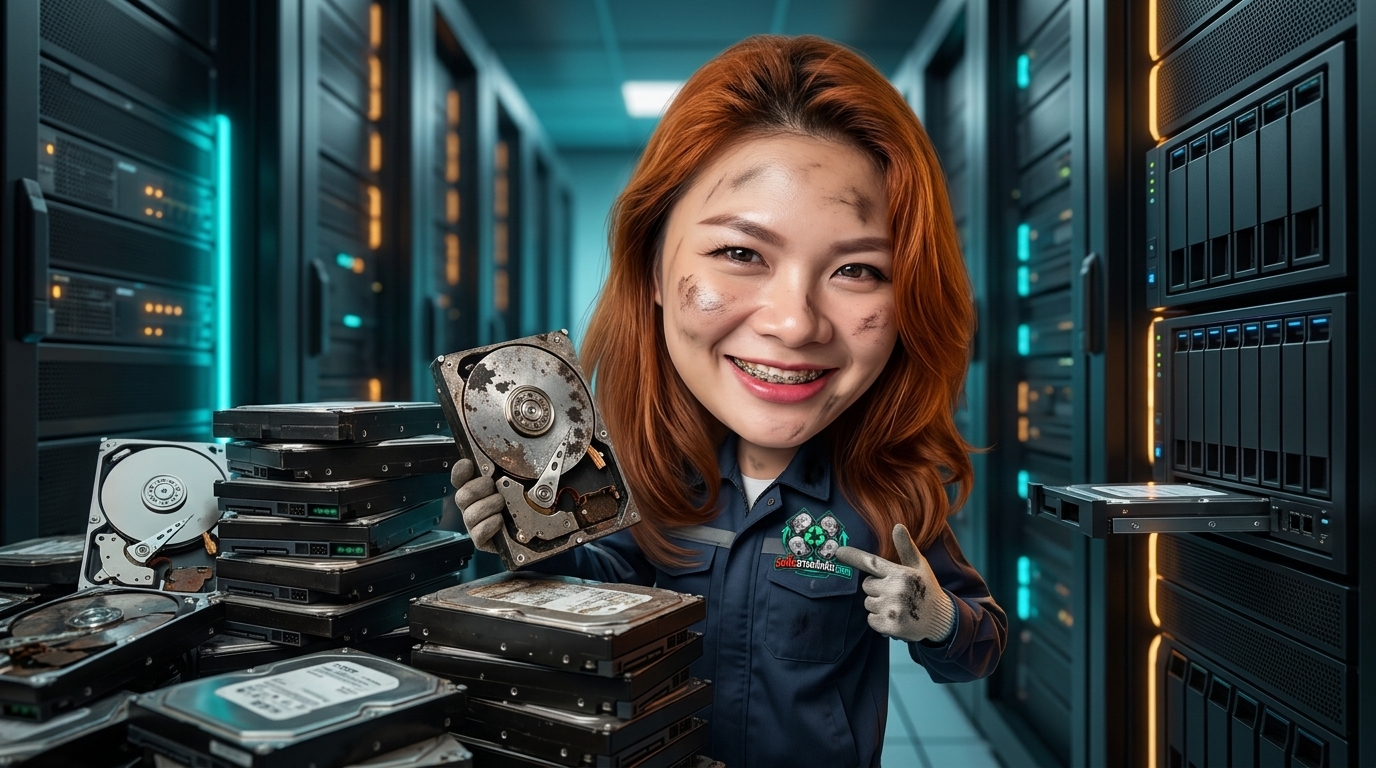 การตรวจสอบฮาร์ดดิสก์ NAS ที่เสียหายในระบบจัดเก็บข้อมูลเพื่อคัดแยกเป็นอะไหล่