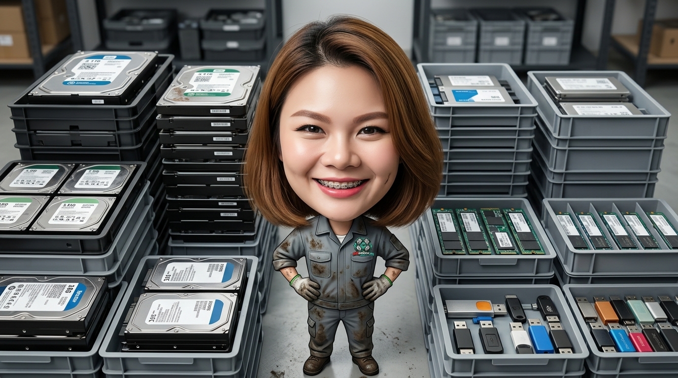 การจัดหมวดหมู่อุปกรณ์ Storage เสียจำนวนมาก เช่น HDD, SSD และ Flash Drive เพื่อความสะดวกรวดเร็วในการตรวจนับ