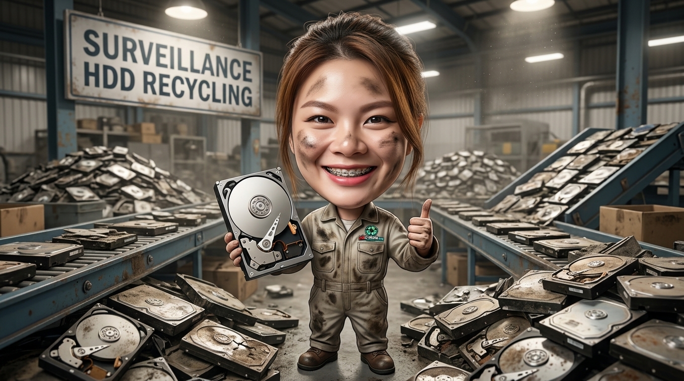 ฮาร์ดดิสก์กล้องวงจรปิด Surveillance HDD วางบนโต๊ะทำงานสำหรับตรวจสอบสภาพและอาการเสีย
