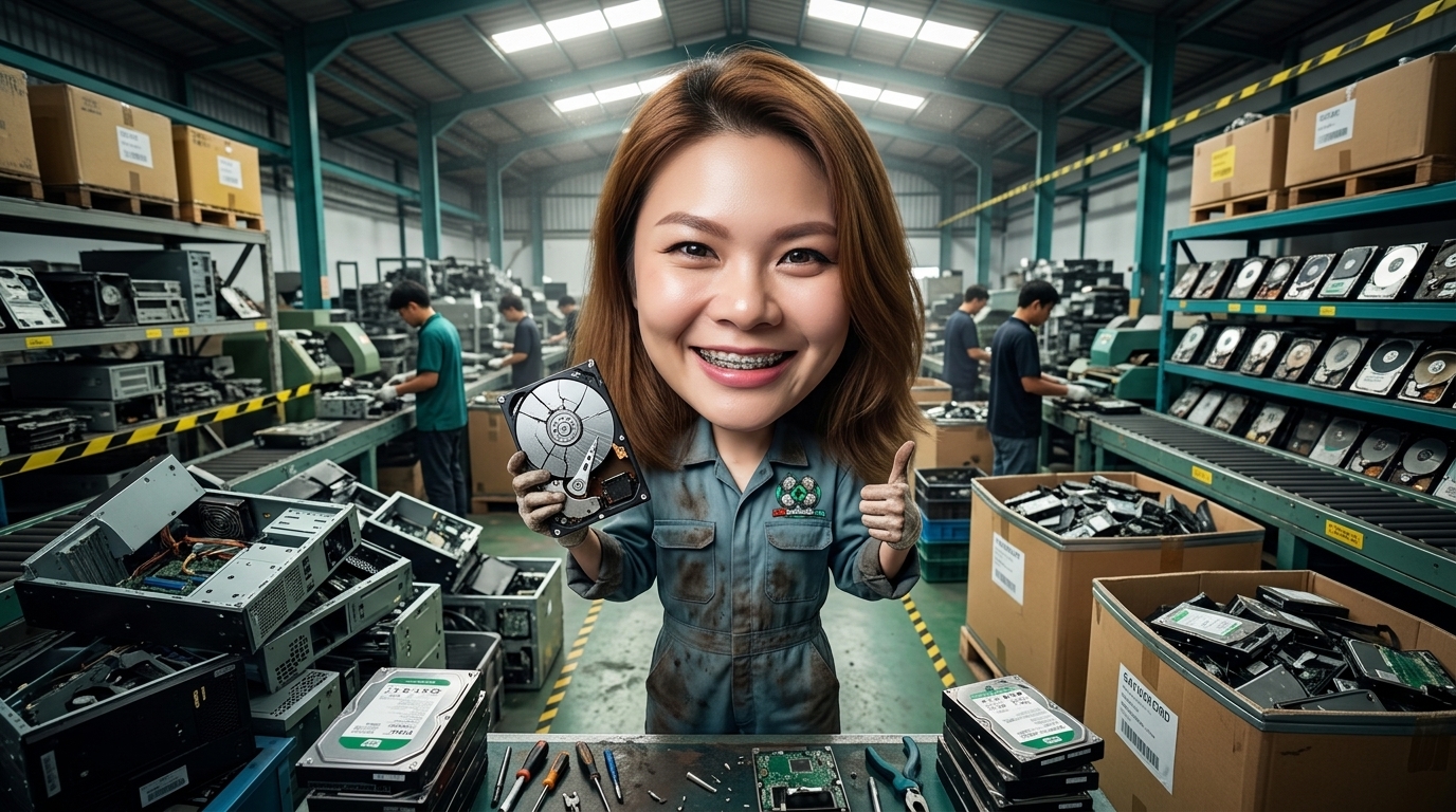 ฮาร์ดดิสก์กล้องวงจรปิด Surveillance HDD วางอยู่ข้างเครื่องบันทึก DVR สำหรับการตรวจสอบและประเมินสภาพ